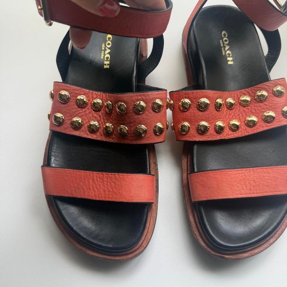 Coach Dannie Tumbled Leather Studded Sandals Size 6